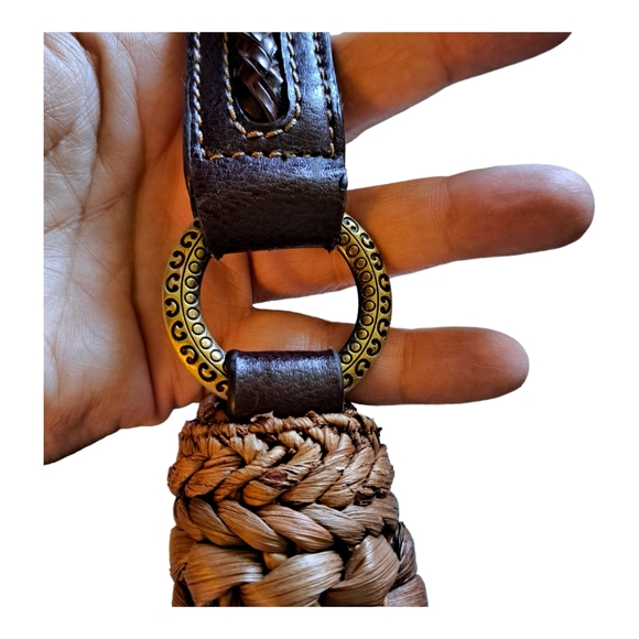 Coldwater Creek Straw Half Moon Handbag Purse - Picture 2 of 6